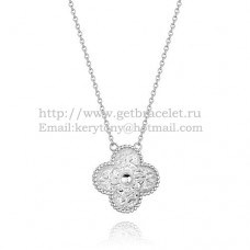Wisiorek Van Cleef Arpels Alhambra z białego złota z okrągłymi diamentami