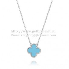 Wisiorek Van Cleef Arpels Alhambra z białego złota z turkusową masą perłową 15 mm