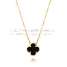 Wisiorek Van Cleef Arpels Alhambra z żółtego złota z czarną masą perłową agatem 15 mm