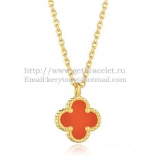 Wisiorek Van Cleef Arpels Sweet Alhambra z żółtego złota z masą perłową karneolu 9 mm