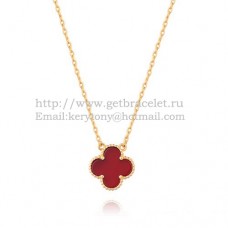 Wisiorek Van Cleef Arpels Alhambra z żółtego złota z masą perłową karneolu 15 mm