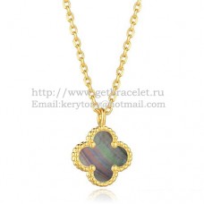 Wisiorek Van Cleef Arpels Sweet Alhambra z żółtego złota z szarą masą perłową 9 mm