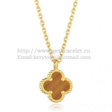 Wisiorek Van Cleef Arpels Sweet Alhambra z żółtego złota z tygrysim okiem i masą perłową 9 mm