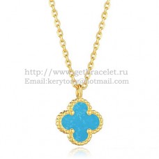Wisiorek Van Cleef Arpels Sweet Alhambra z żółtego złota z turkusową masą perłową 9 mm
