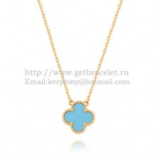 Wisiorek Van Cleef Arpels Alhambra z żółtego złota z turkusową masą perłową 15 mm