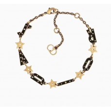 Bransoletka Christian Dior Jadior Black Logo Motif-Yellow Brass Star Cena