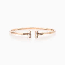 Cena bransoletki drucianej Tiffany Ringent Double T z regulowanymi diamentami w rozmiarze M-XL