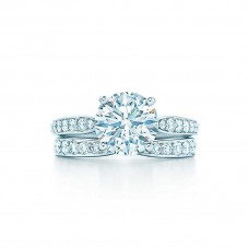 Pierścionek zaręczynowy Tiffany Harmony Double Row Diamonds ze srebra próby 925