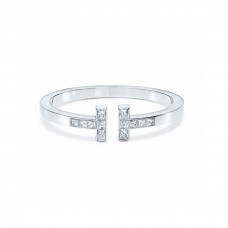 Bransoletka Tiffany Co. Tiffany Double T z diamentami w kwadratowym kształcie, srebro próby 925, wyprzedaż